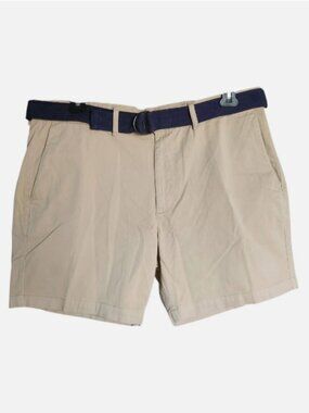 St John's Bay Chino Shorts Size 42 Comfort Stretch Mens Pale Khaki Belted